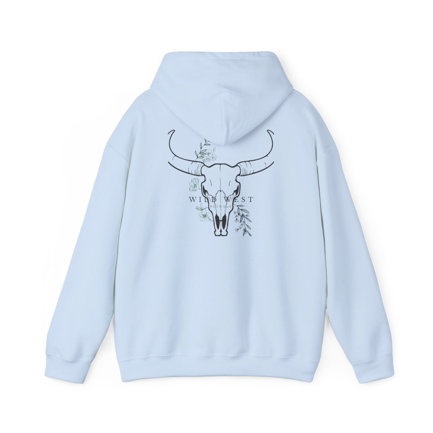 Wild West Skull Hoodie - Unisex Heavy Blend™ with Floral Accents