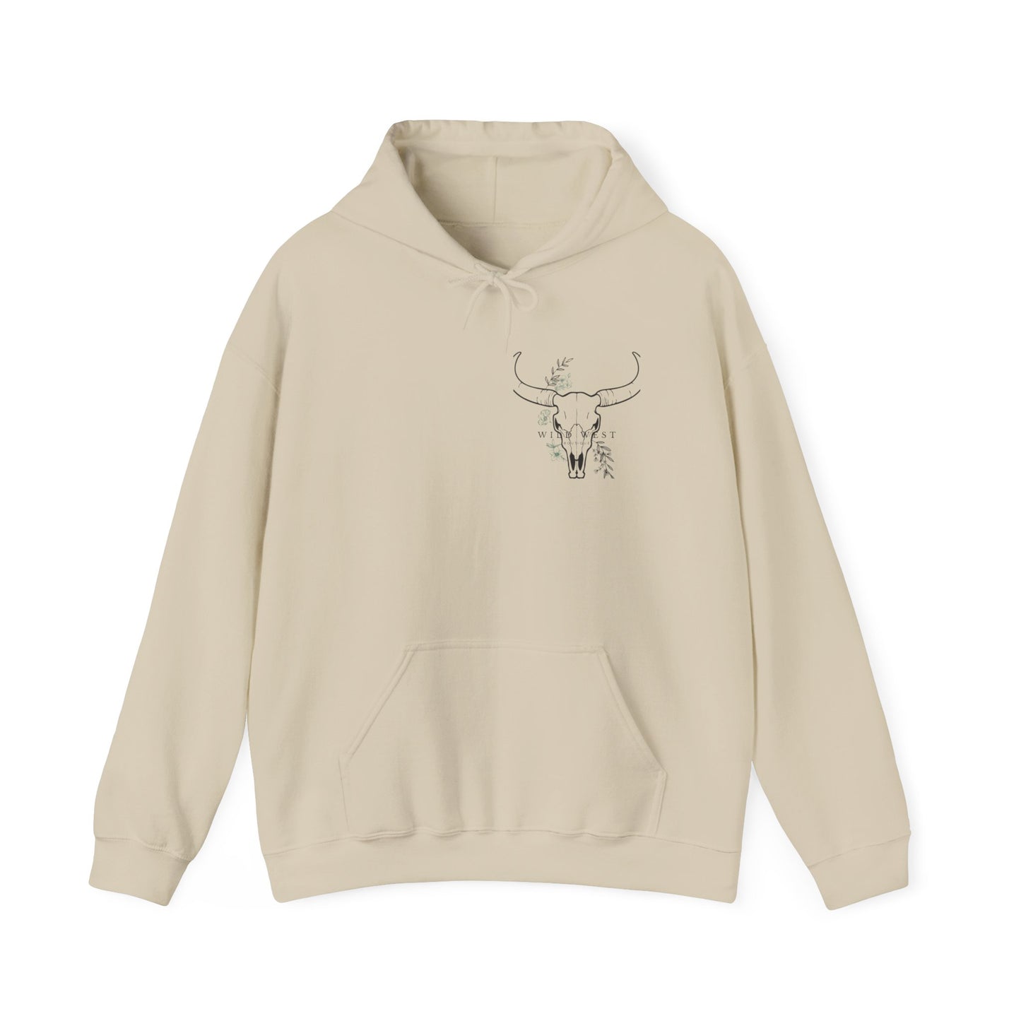 Wild West Skull Hoodie - Unisex Heavy Blend™ with Floral Accents