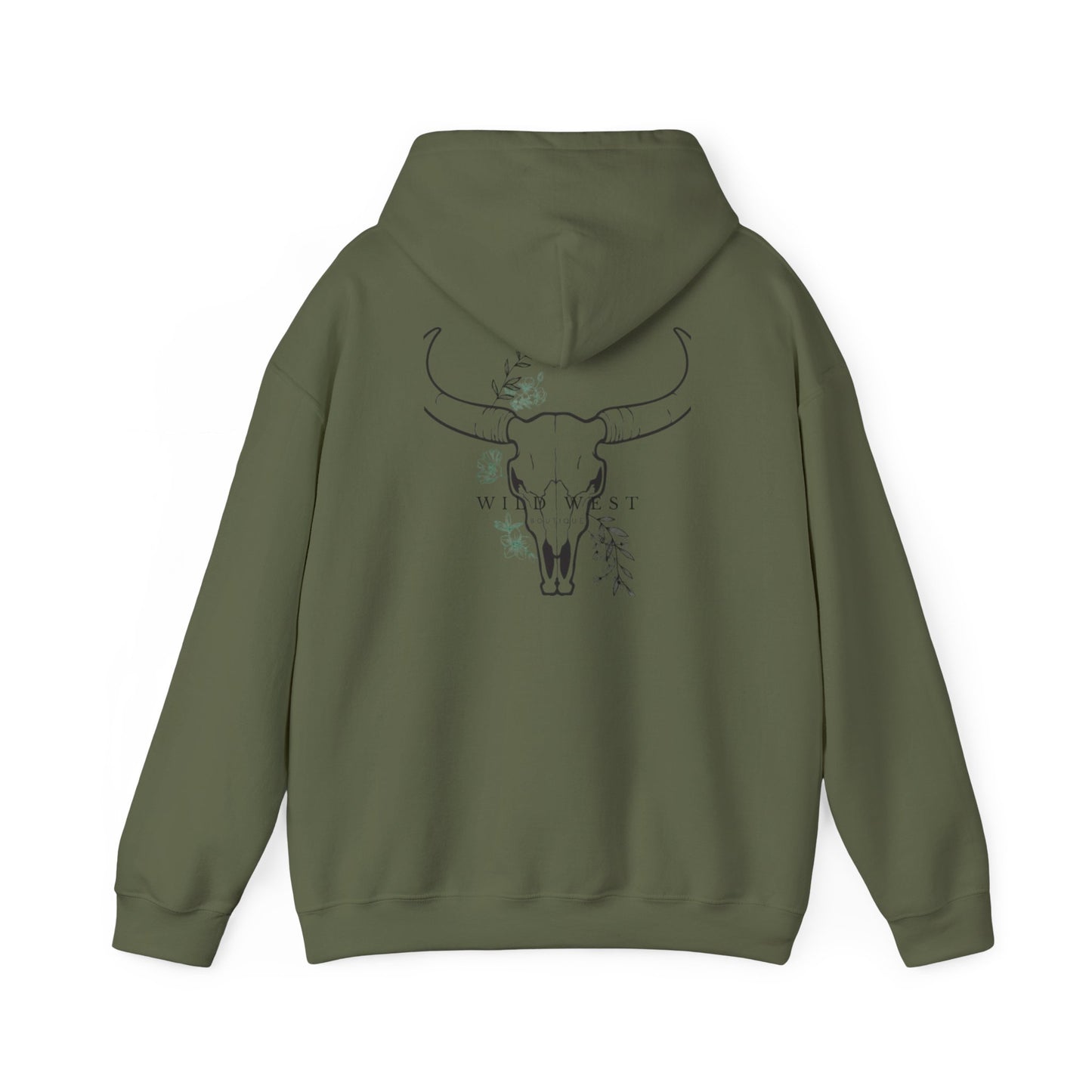 Wild West Skull Hoodie - Unisex Heavy Blend™ with Floral Accents