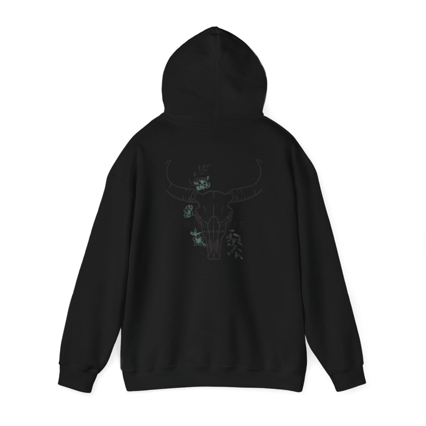 Wild West Skull Hoodie - Unisex Heavy Blend™ with Floral Accents