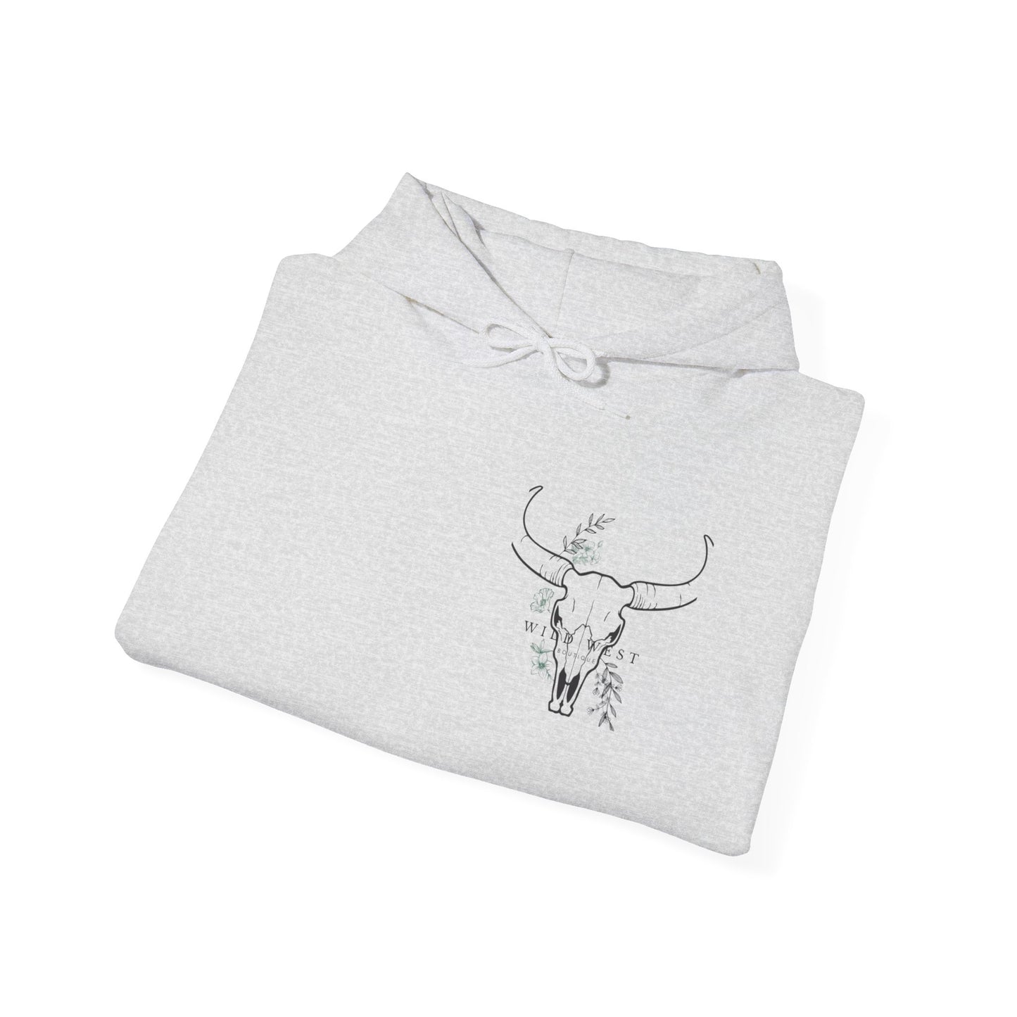Wild West Skull Hoodie - Unisex Heavy Blend™ with Floral Accents