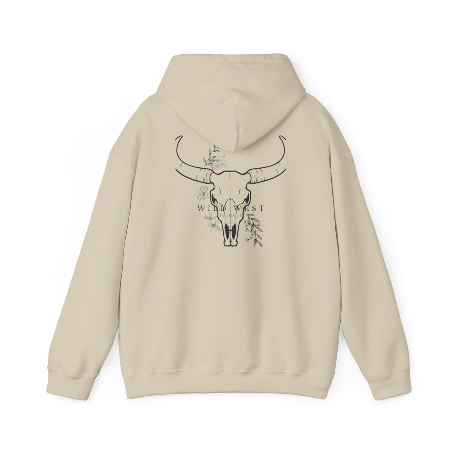 Wild West Skull Hoodie - Unisex Heavy Blend™ with Floral Accents