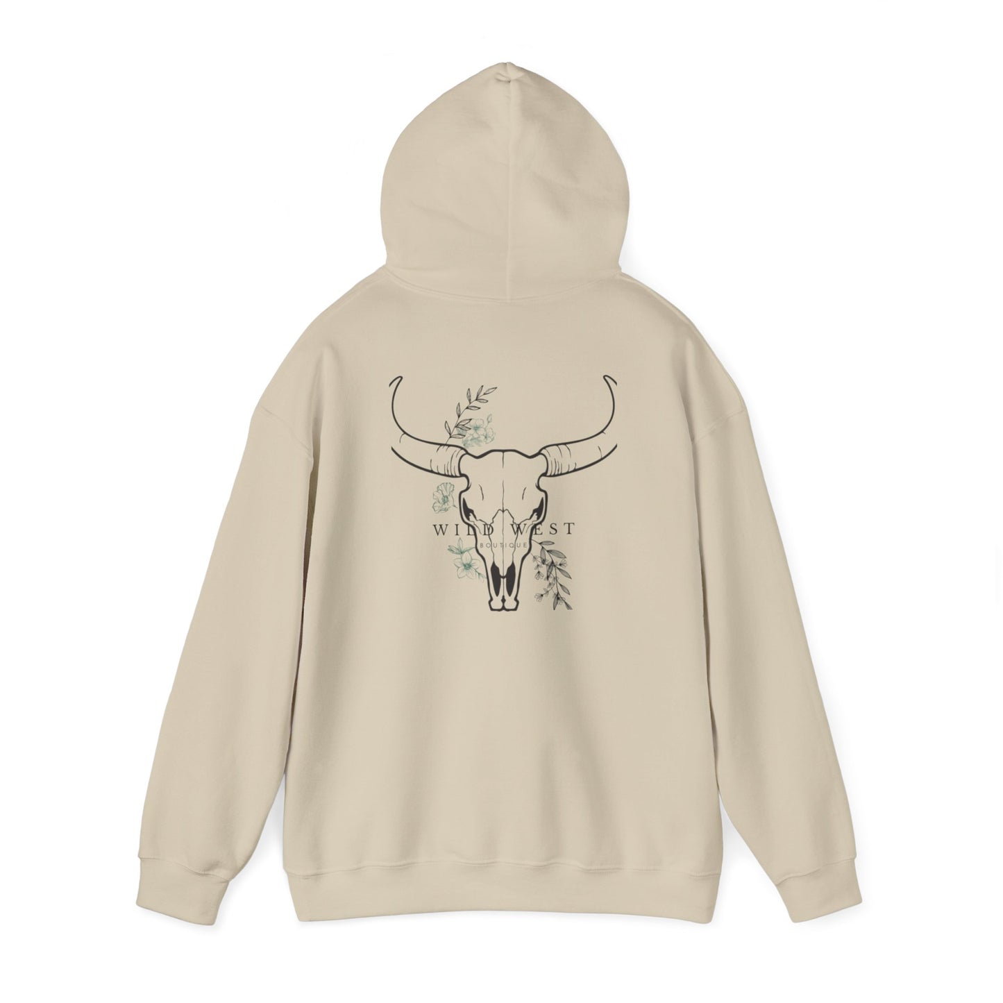 Wild West Skull Hoodie - Unisex Heavy Blend™ with Floral Accents