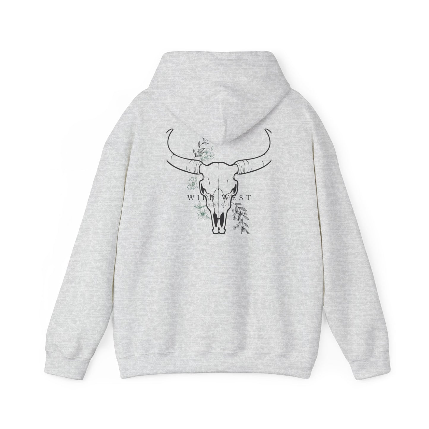 Wild West Skull Hoodie - Unisex Heavy Blend™ with Floral Accents
