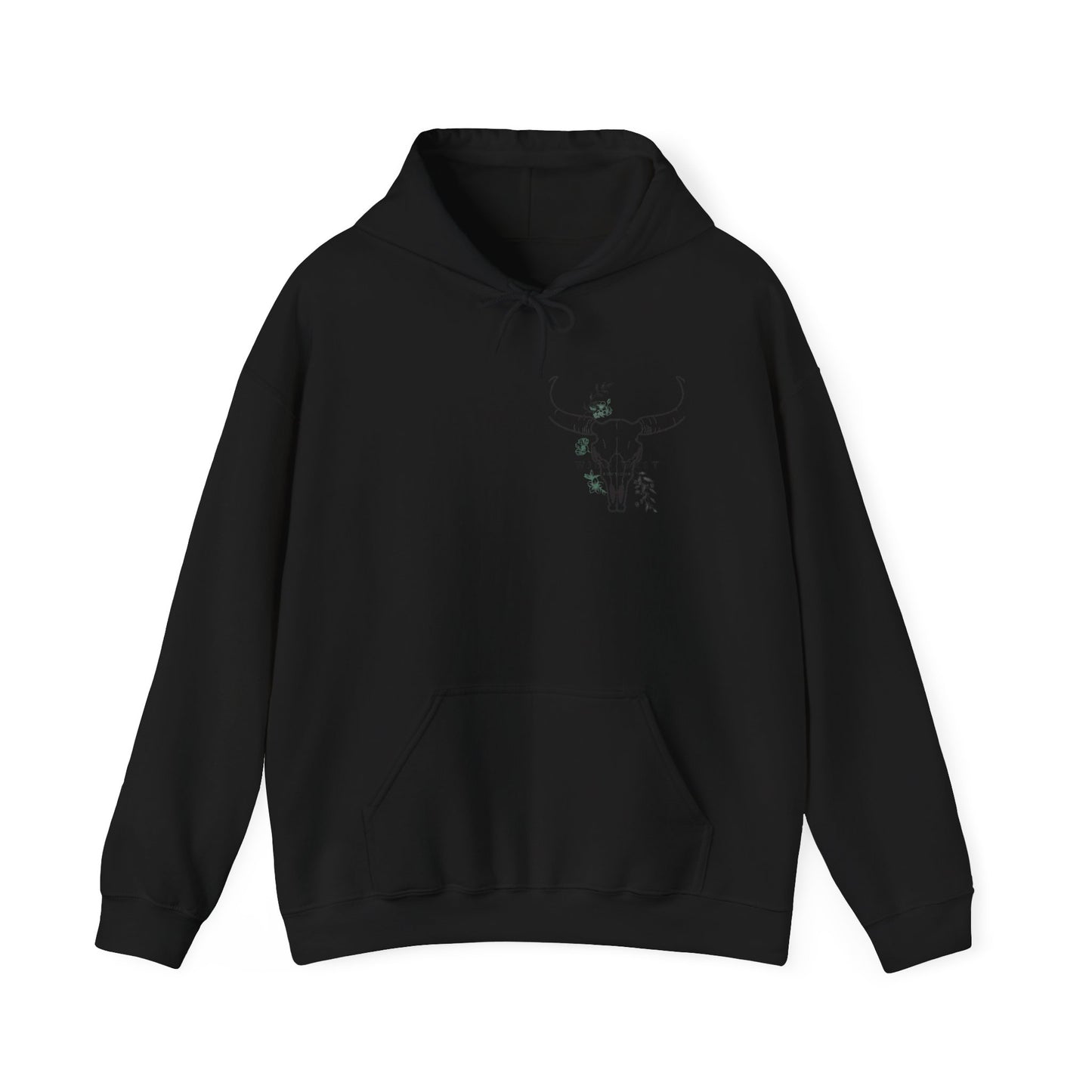 Wild West Skull Hoodie - Unisex Heavy Blend™ with Floral Accents