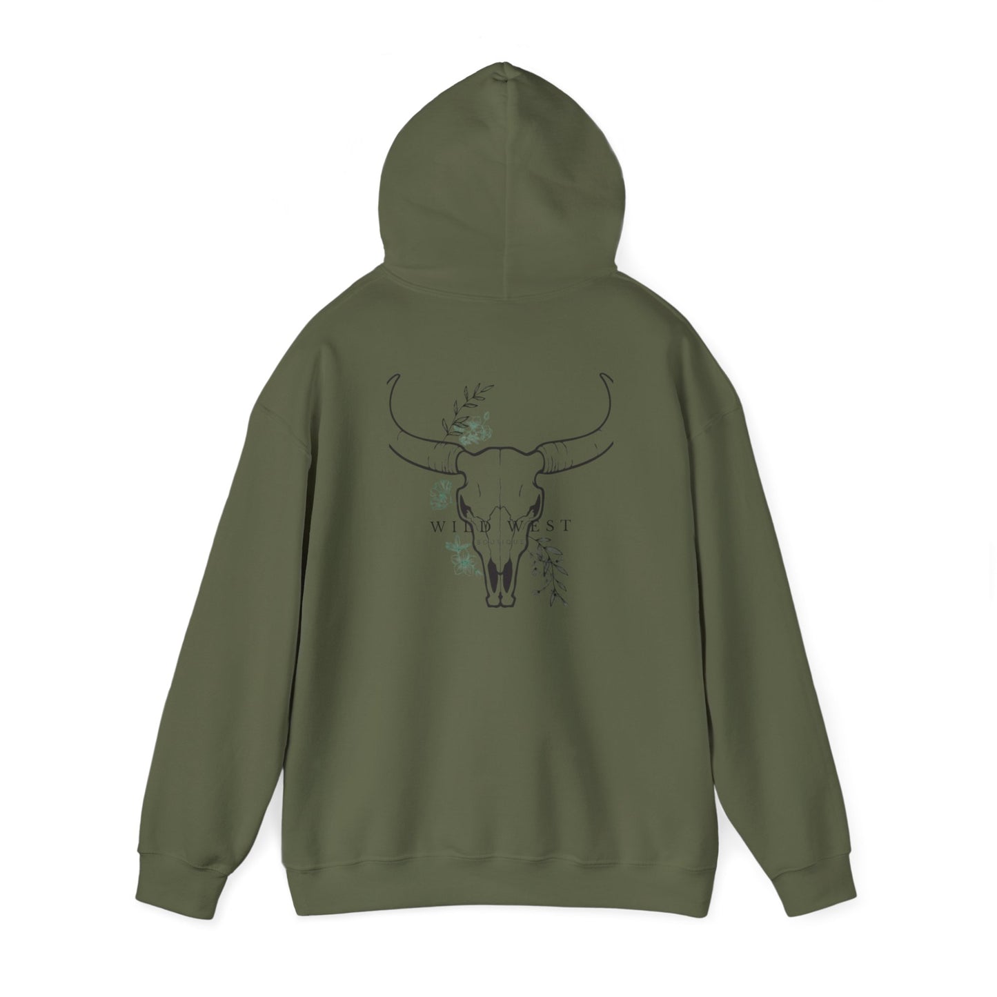 Wild West Skull Hoodie - Unisex Heavy Blend™ with Floral Accents
