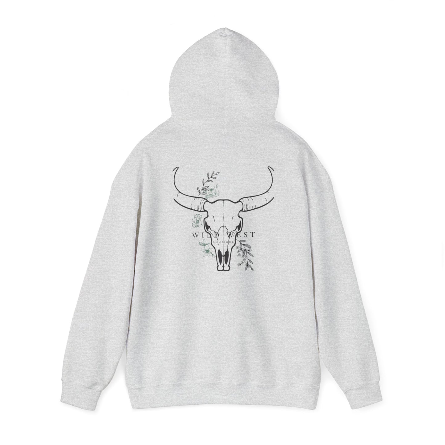 Wild West Skull Hoodie - Unisex Heavy Blend™ with Floral Accents