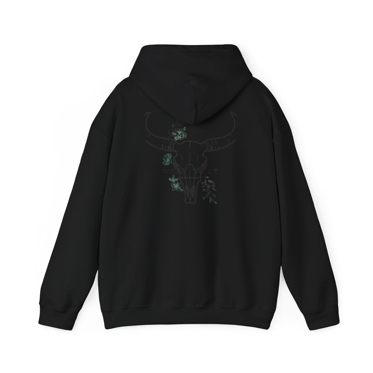 Wild West Skull Hoodie - Unisex Heavy Blend™ with Floral Accents