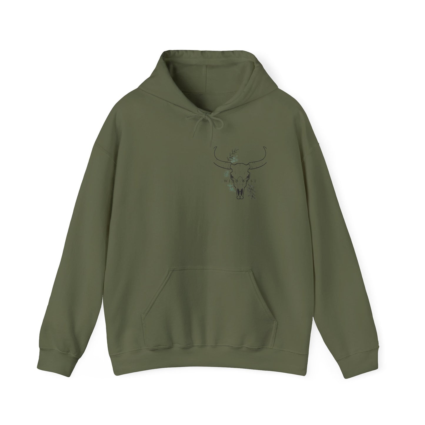 Wild West Skull Hoodie - Unisex Heavy Blend™ with Floral Accents