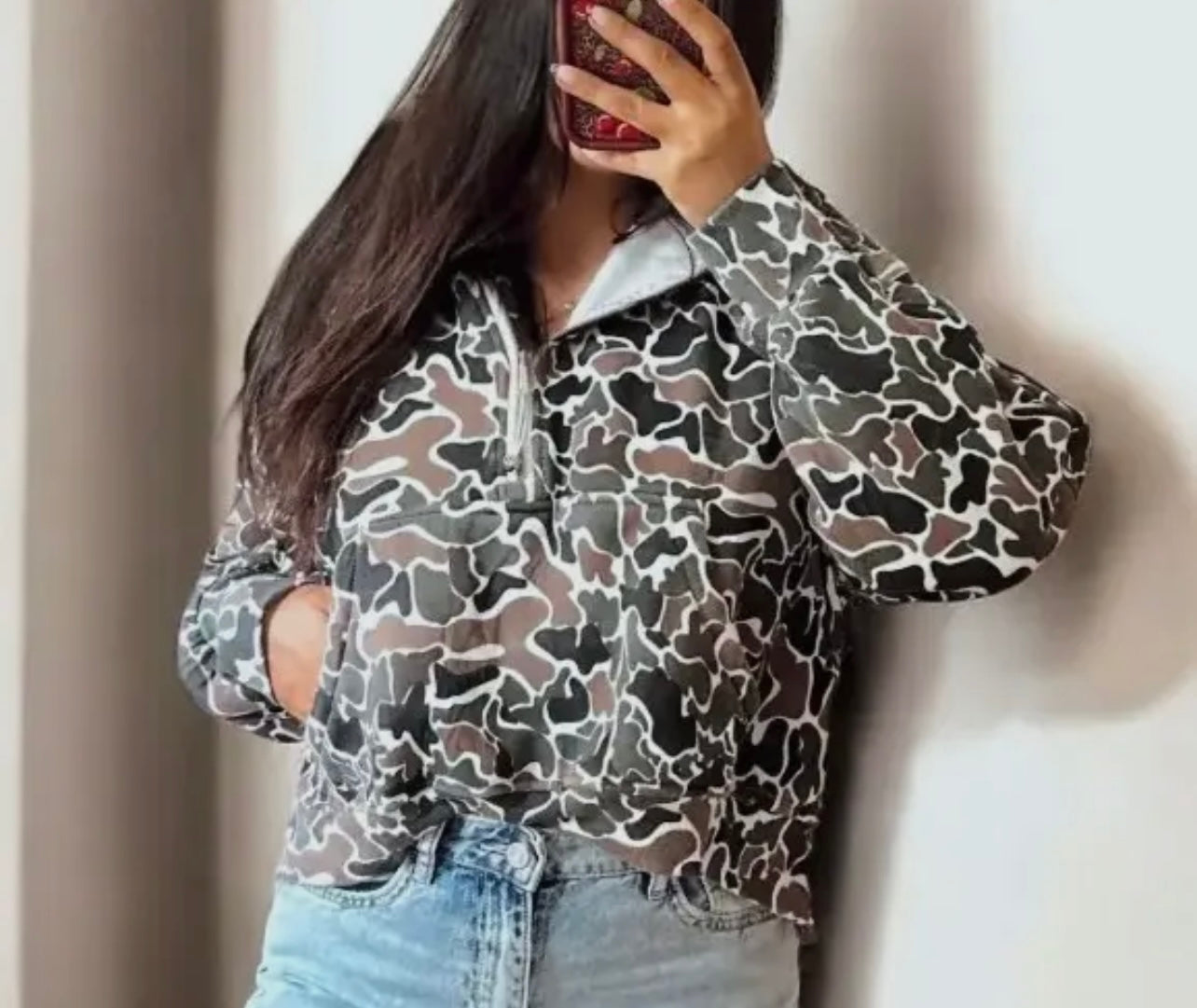 Duck Camo Half Zip Hoodie