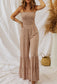 Smocked floral jumpsuit