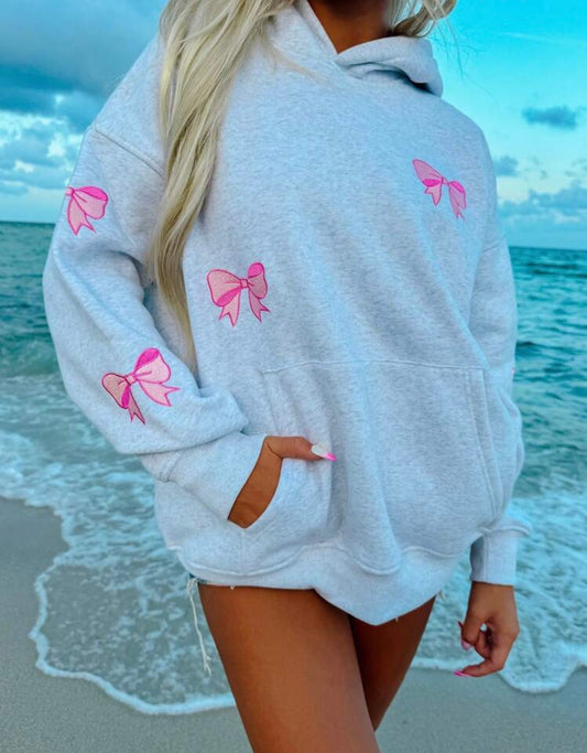 Grey Bow Hoodie
