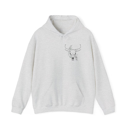 Wild West Skull Hoodie - Unisex Heavy Blend™ with Floral Accents