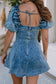 Puff sleeve denim dress