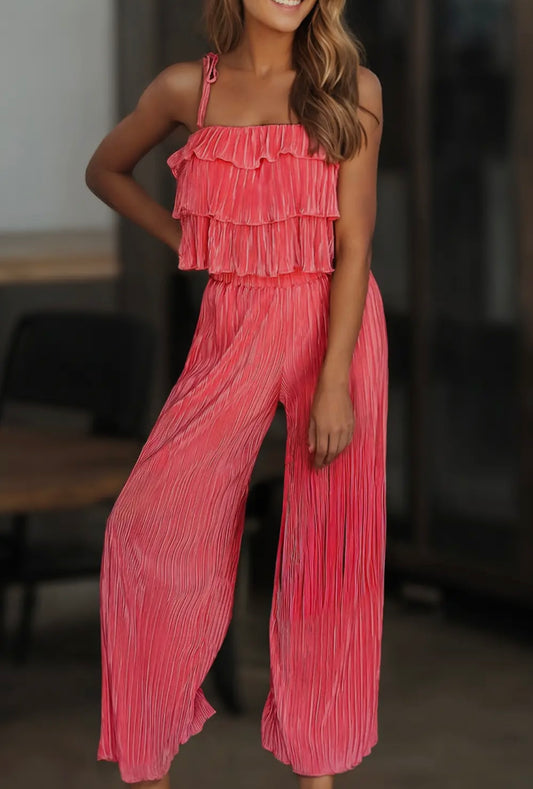 Ruffle wide leg pant set