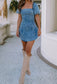 Puff sleeve denim dress